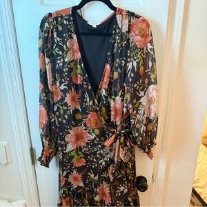 LC Lauren Conrad Pink Wrap Maxi Dress with Bishop Sleeves